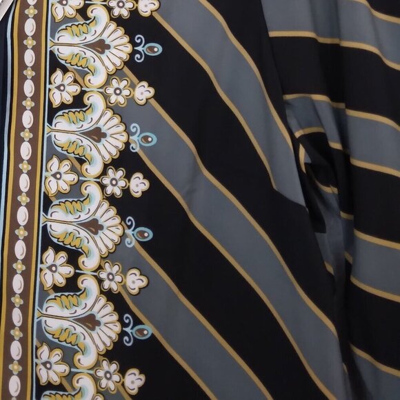 Bob Mackie Bombay Placement Print Long Sleeve Button Front Blouse Multi Size L - Picture 4 of 9